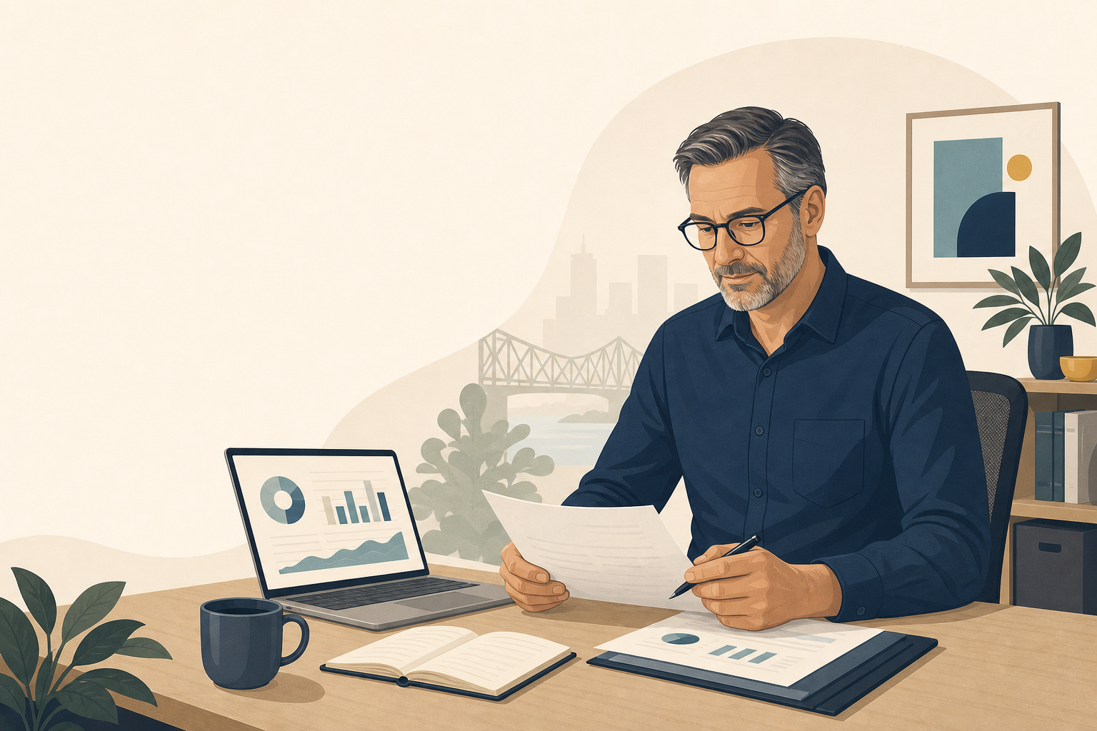 Illustration representing tax and accounting for a private business