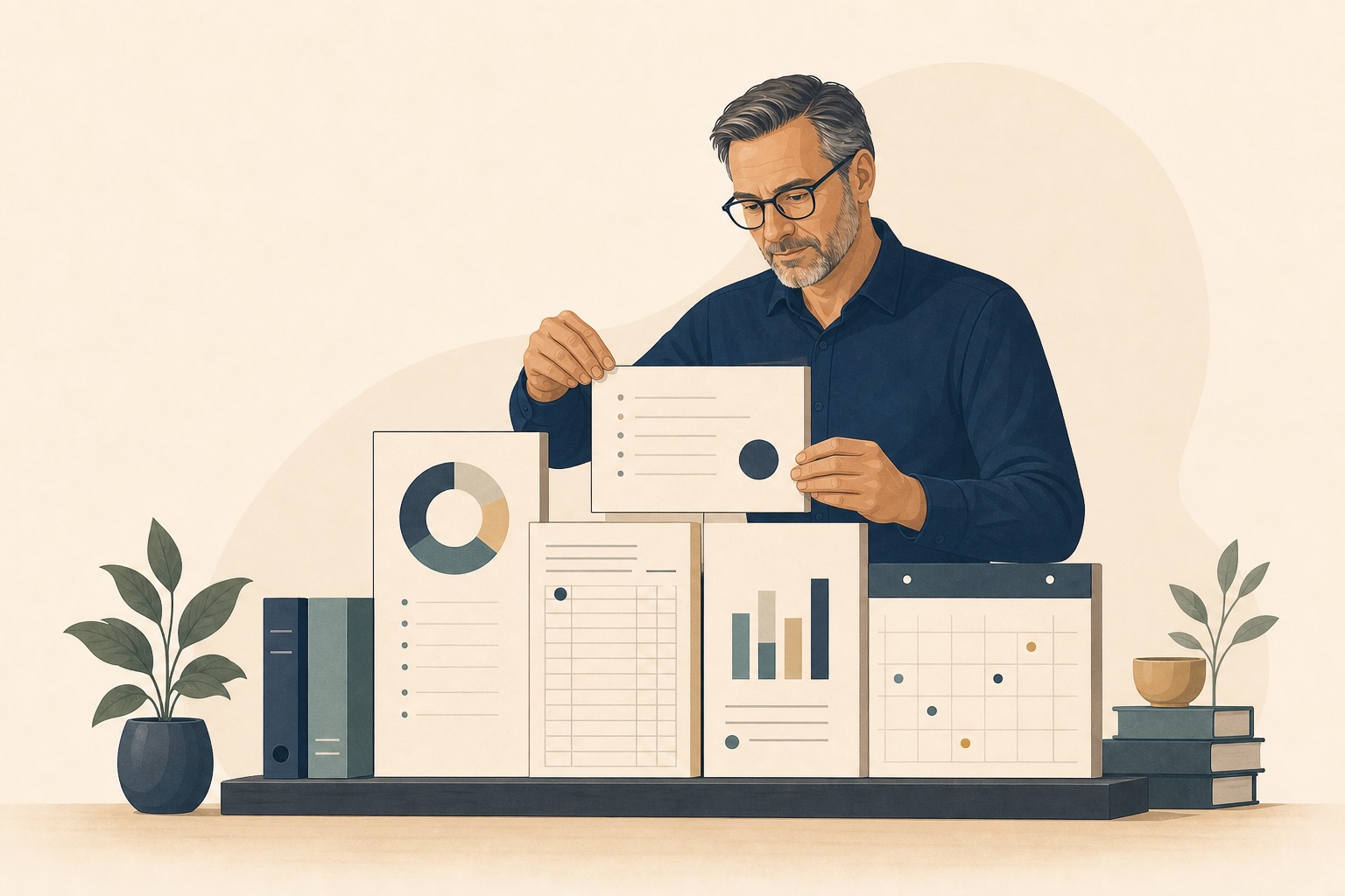 Illustration representing a growing owner-managed business on solid foundations